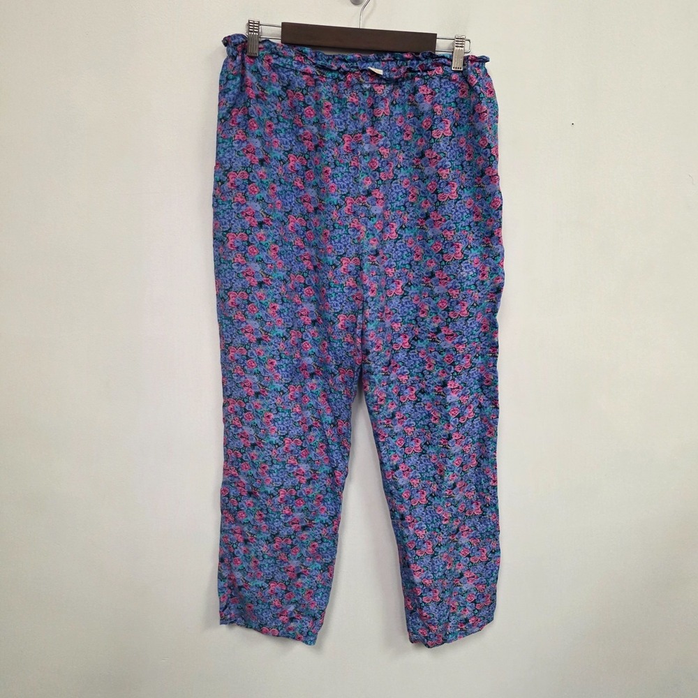 Vintage Victorias Secret Silk Floral Pajama Pants Size S Country Lounge Luxe